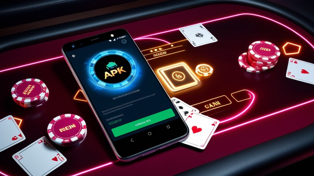 Android-telefoon met APK-installatiescherm op een casinotafel