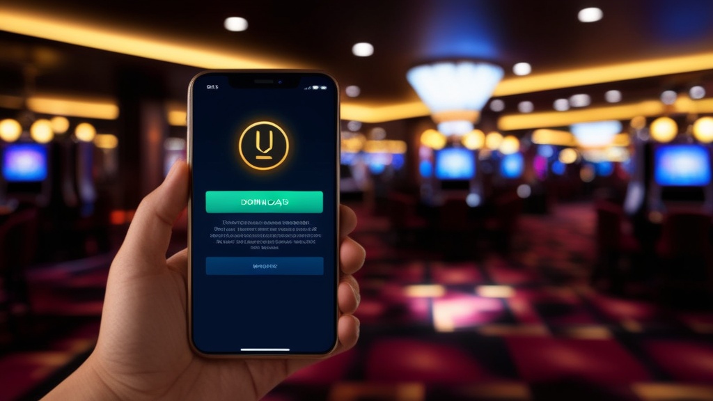 Telefoon met downloadfout op een donkere casinovloer