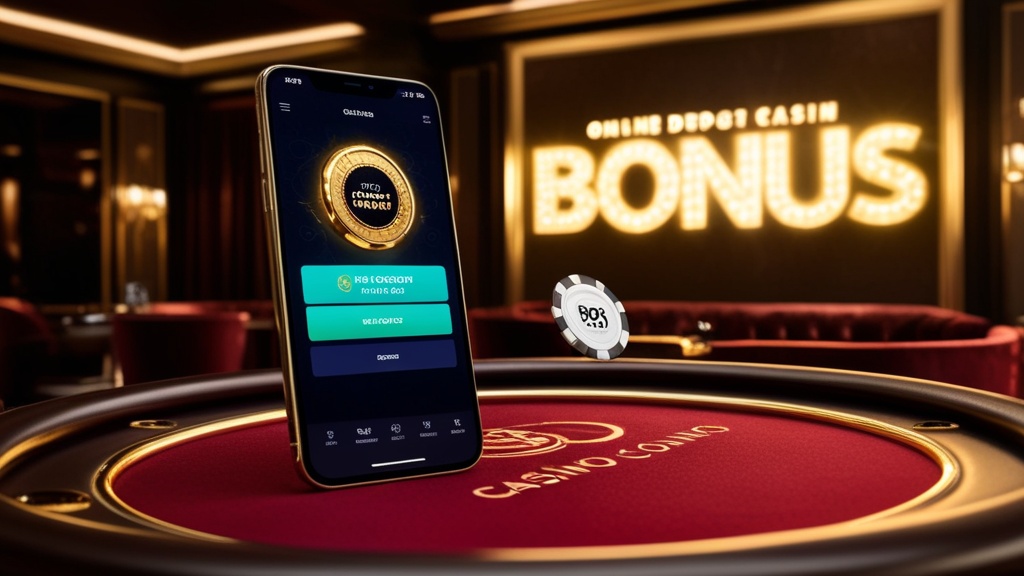 Bonuscode en no-deposit aanbod op een mobiel scherm in een donker casino-interieur.